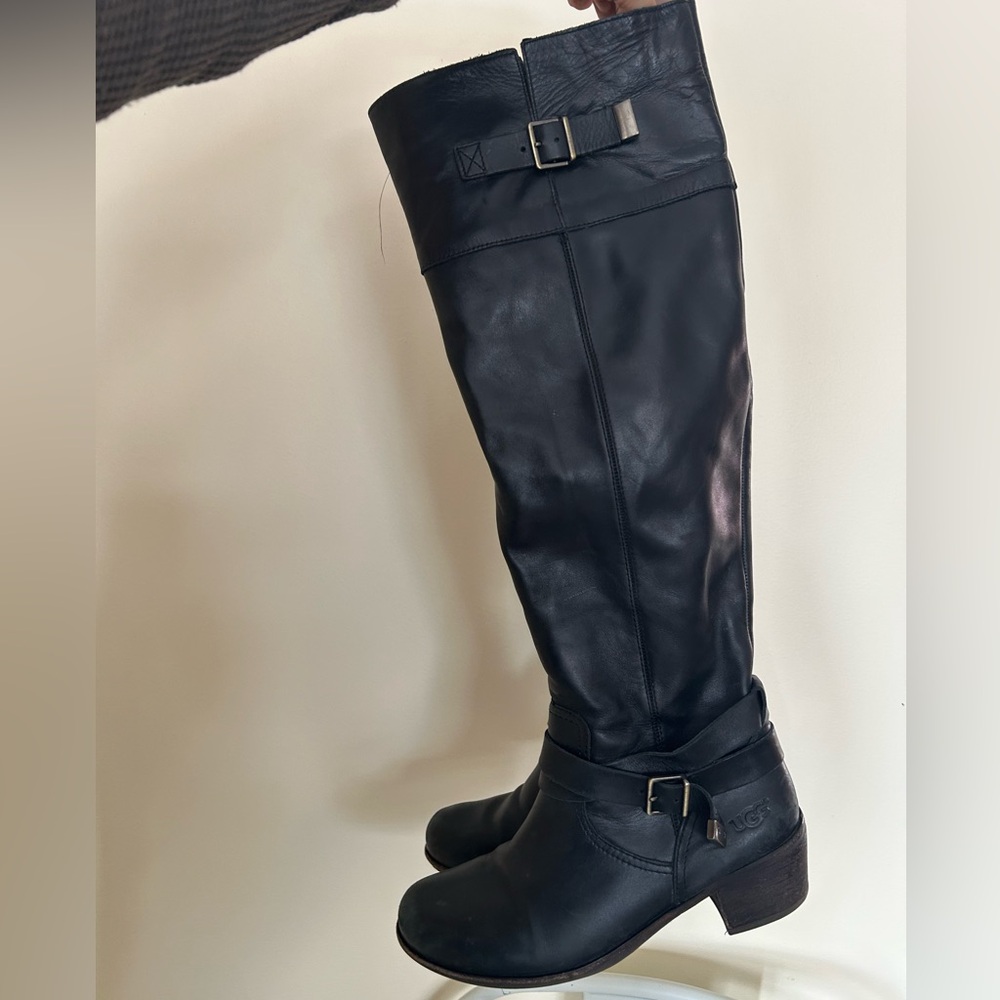 Ugg real leather over the knee black boots